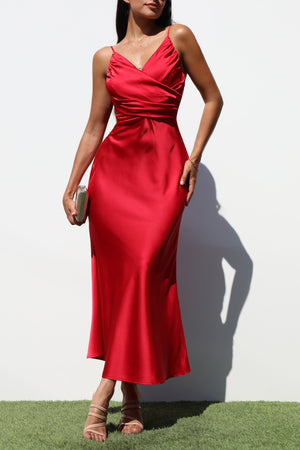 DD7208, V NECK WOVEN MIDI DRESSES
