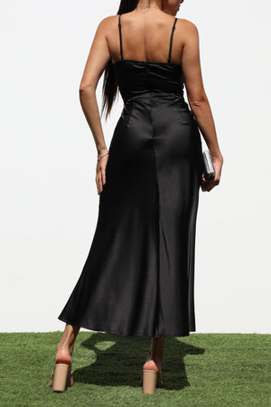 DD7208, V NECK WOVEN MIDI DRESSES