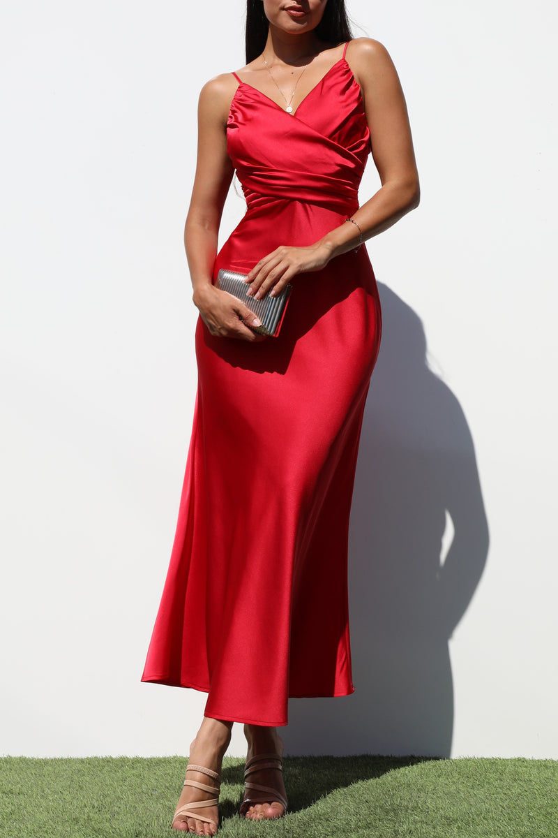DD7208, V NECK WOVEN MIDI DRESSES