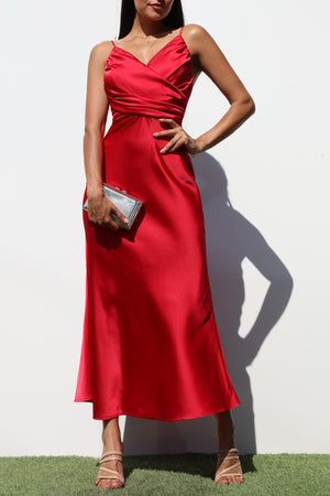 DD7208, V NECK WOVEN MIDI DRESSES