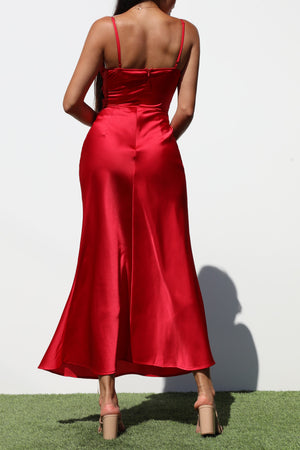 DD7208, V NECK WOVEN MIDI DRESSES