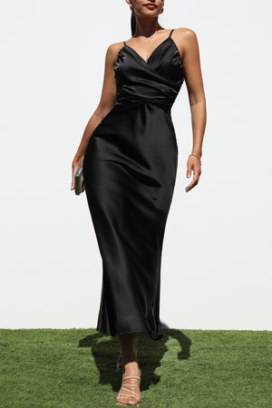 DD7208, V NECK WOVEN MIDI DRESSES