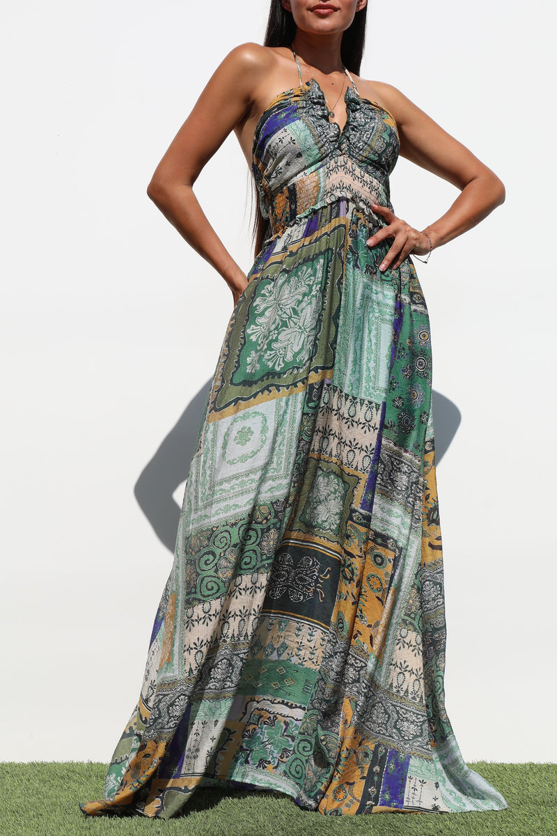 DD7107, V NECK WOVEN MAXI DRESSES