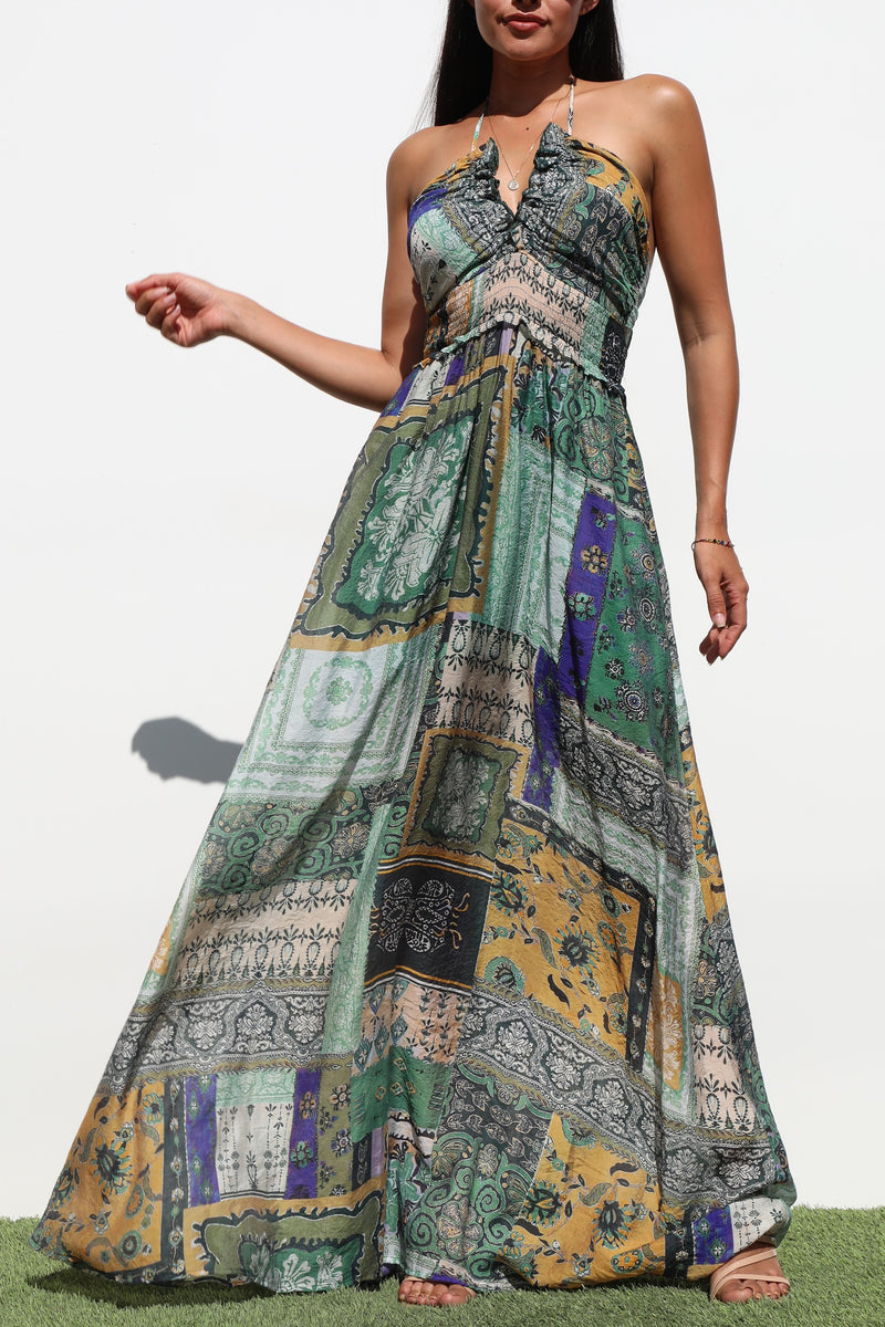 DD7107, V NECK WOVEN MAXI DRESSES