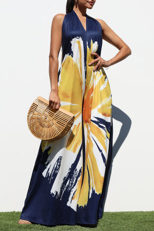 DD7103, PRINTED HALTER KNIT JUMPSUIT