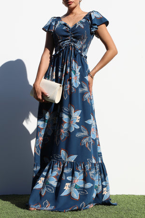 DD7060, SMOCKED TOP WOVEN MAXI DRESS