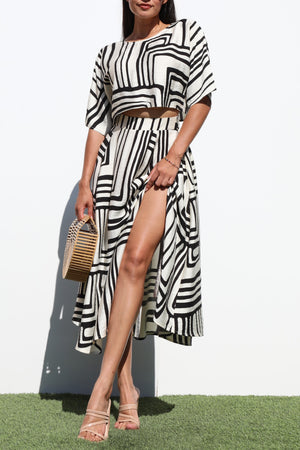DD7191, LOOSE FIT TOP AND SKIRT SET