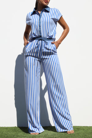 DD7189, STRIPED WOVEN TOP AND PANT SET