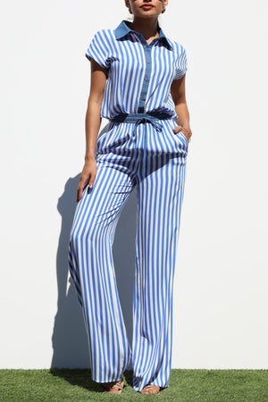 DD7189, STRIPED WOVEN TOP AND PANT SET