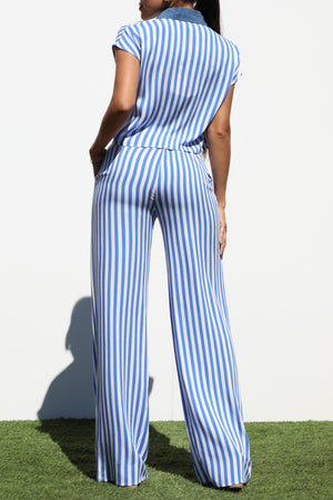 DD7189, STRIPED WOVEN TOP AND PANT SET