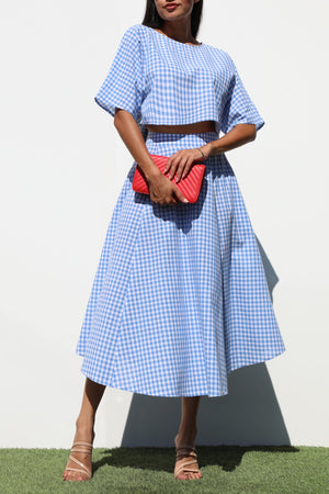 DD7236, LOOSE FIT TOP AND SKIRT SET