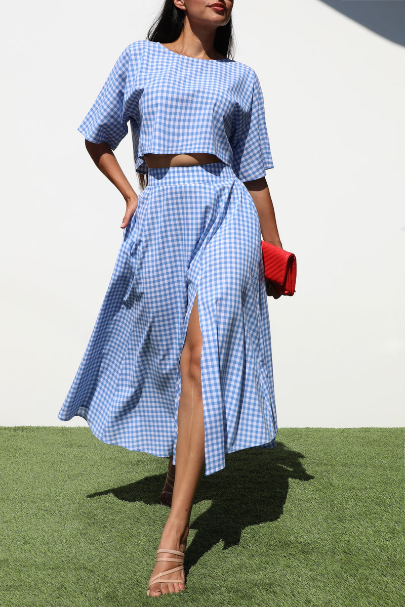 DD7236, LOOSE FIT TOP AND SKIRT SET
