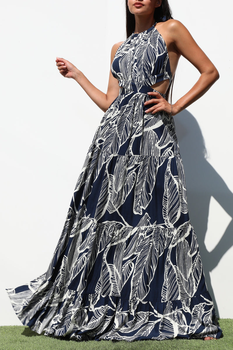 DD7237, HALTER NECK WOVEN MAXI DRESSES
