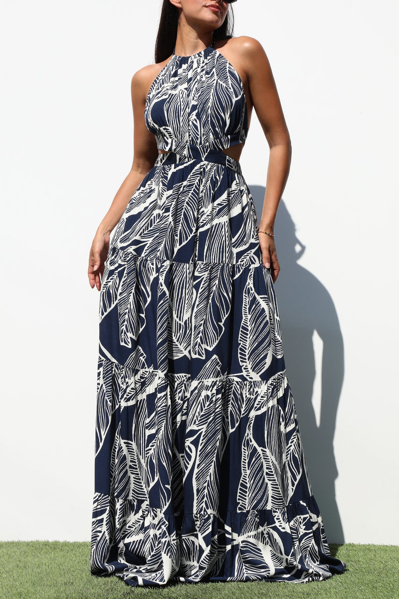 DD7237, HALTER NECK WOVEN MAXI DRESSES