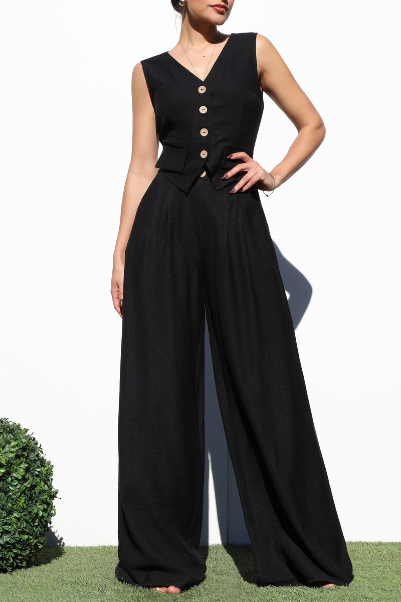 DD6919, LOOSE FIT LINEN VEST AND PANT SET