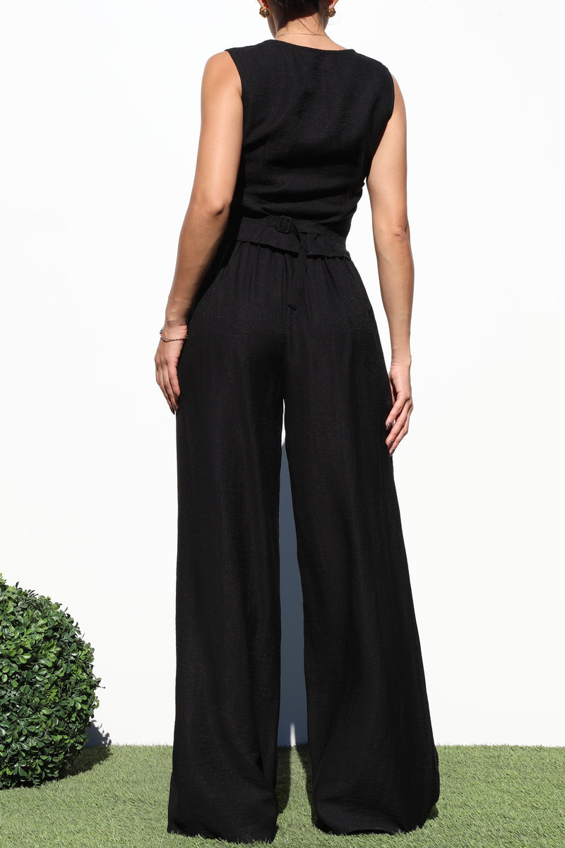 DD6919, LOOSE FIT LINEN VEST AND PANT SET
