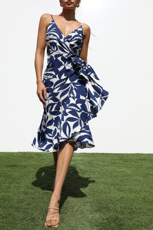 DD7211, RUFFLED WOVEN MIDI DRESS