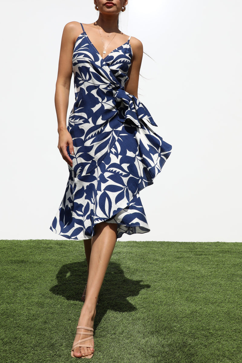 DD7211, RUFFLED WOVEN MIDI DRESS