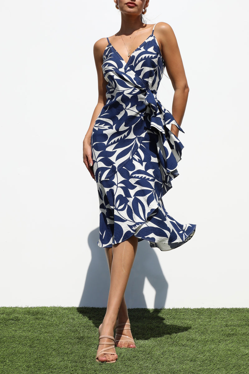 DD7211, RUFFLED WOVEN MIDI DRESS
