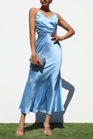 DD7208, V NECK WOVEN MIDI DRESSES
