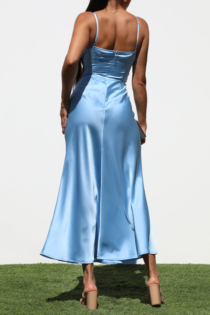 DD7208, V NECK WOVEN MIDI DRESSES