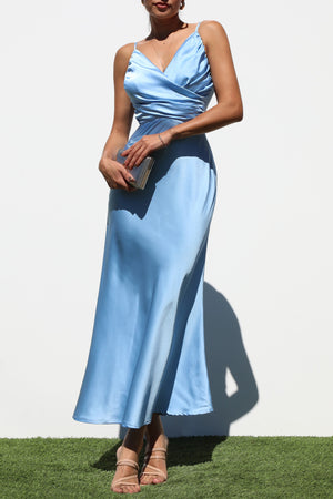 DD7208, V NECK WOVEN MIDI DRESSES