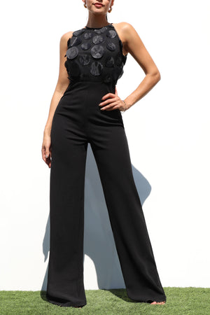DD7133, LACE SLEEVE WOVEN JUMPSUIT