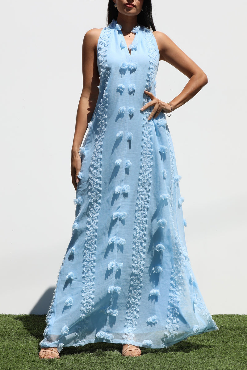 DD7144, HALTER NECK WOVEN MAXI DRESSES