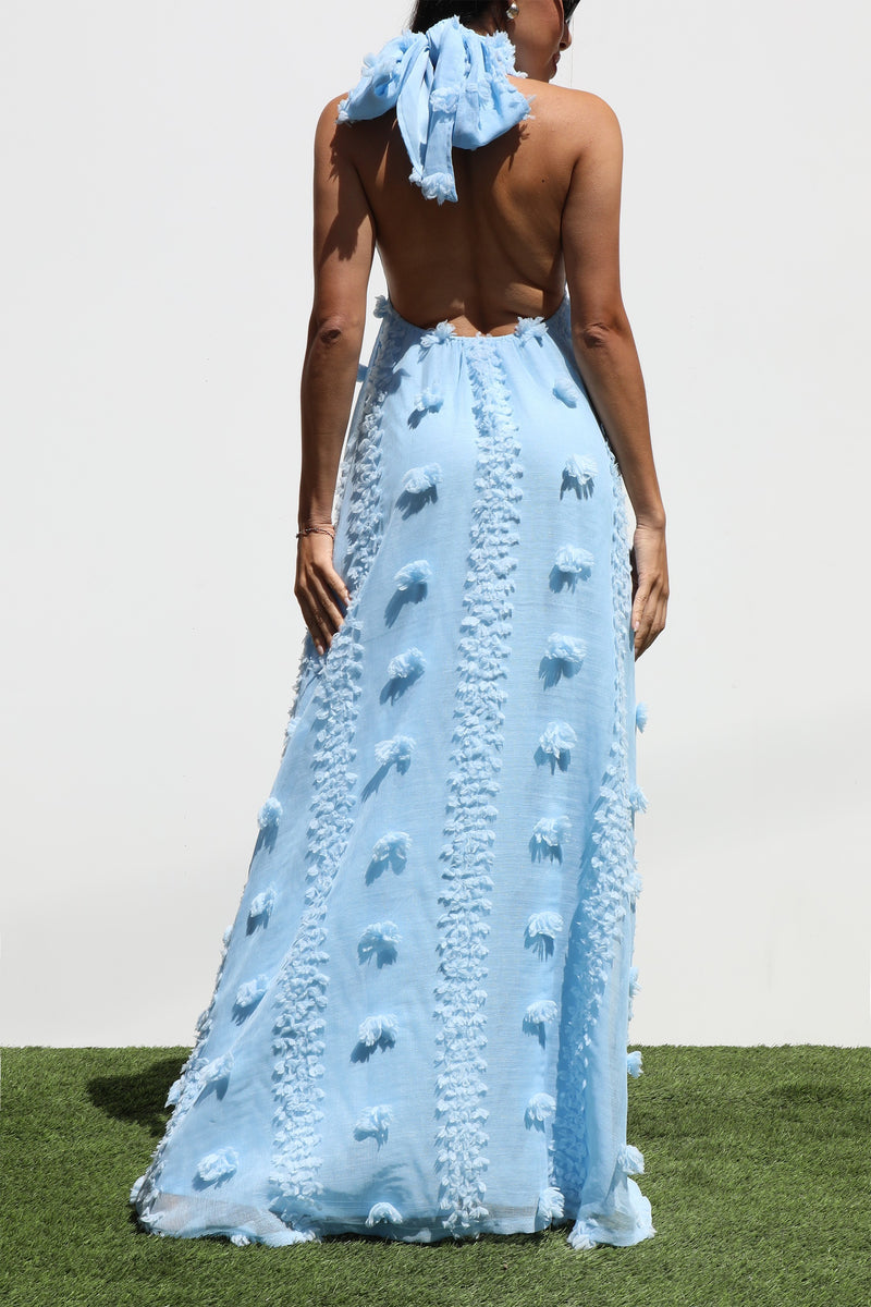 DD7144, HALTER NECK WOVEN MAXI DRESSES