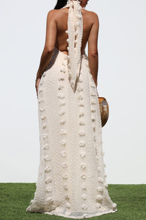DD7144, HALTER NECK WOVEN MAXI DRESSES