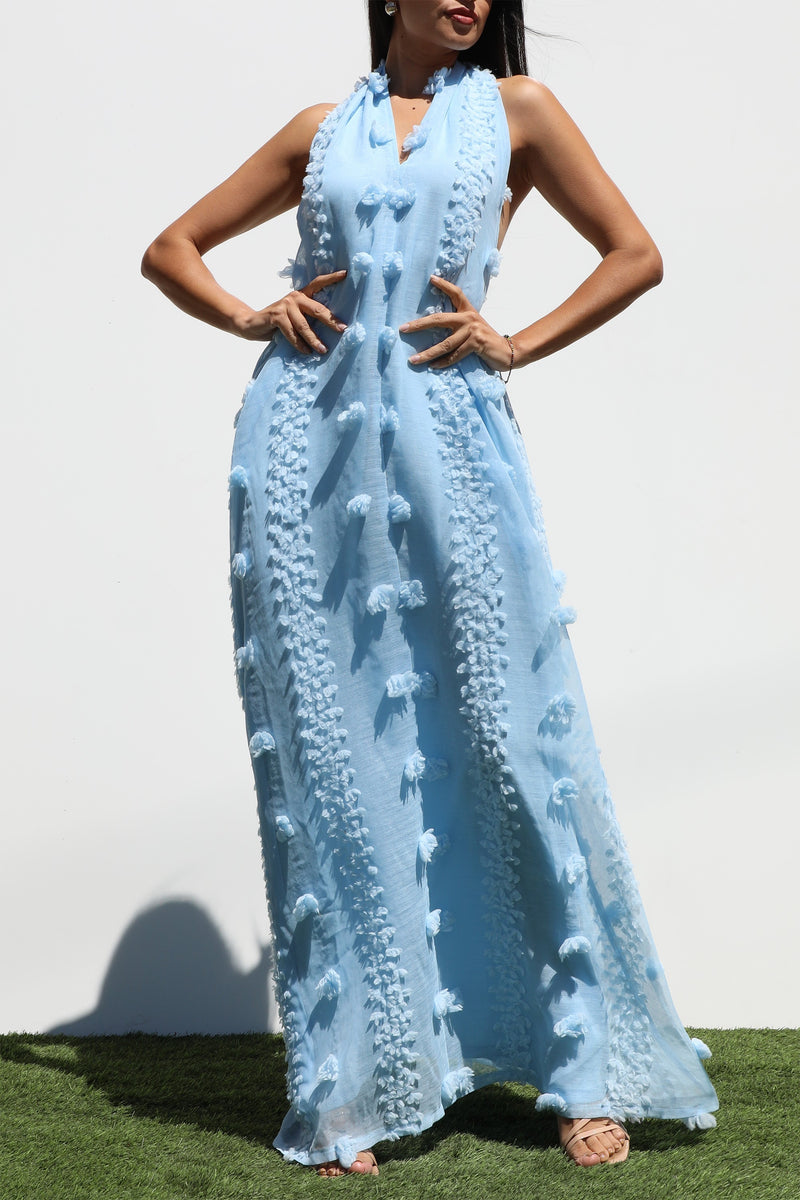 DD7144, HALTER NECK WOVEN MAXI DRESSES
