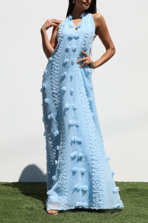 DD7144, HALTER NECK WOVEN MAXI DRESSES