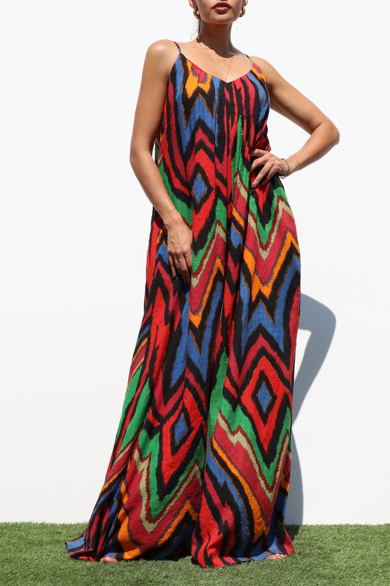 DD7128, CAMI LOOSE FIT PRINTED JUMPSUIT
