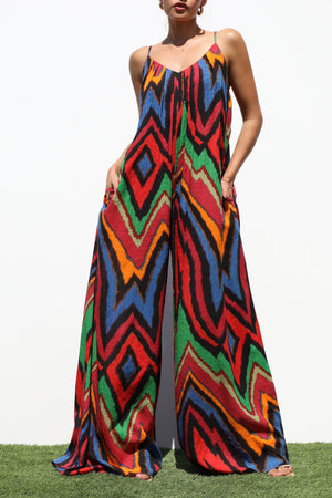 DD7128, CAMI LOOSE FIT PRINTED JUMPSUIT