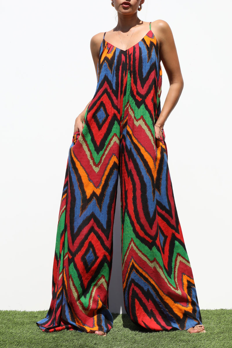 DD7128, CAMI LOOSE FIT PRINTED JUMPSUIT