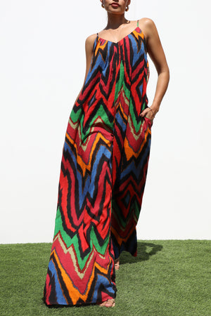 DD7128, CAMI LOOSE FIT PRINTED JUMPSUIT