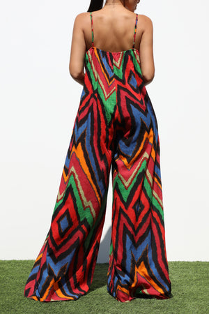 DD7128, CAMI LOOSE FIT PRINTED JUMPSUIT