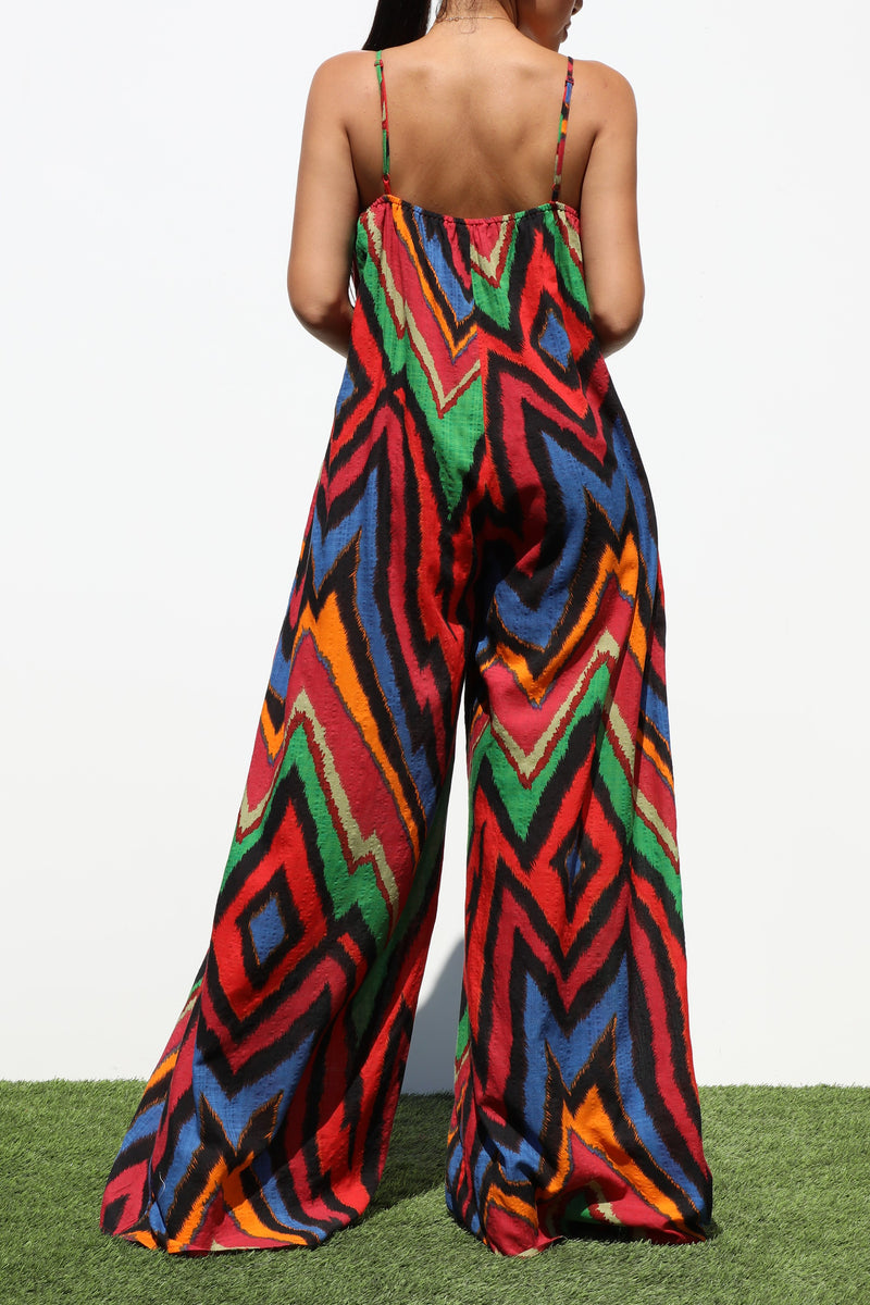 DD7128, CAMI LOOSE FIT PRINTED JUMPSUIT