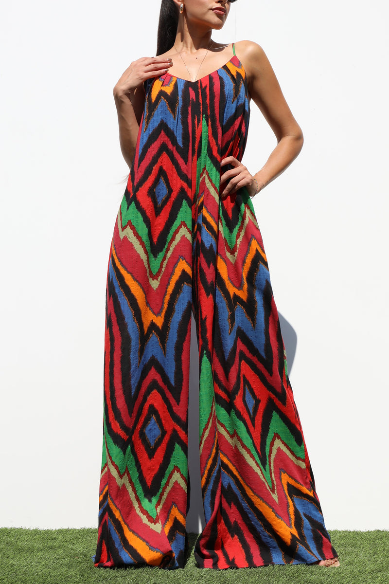 DD7128, CAMI LOOSE FIT PRINTED JUMPSUIT