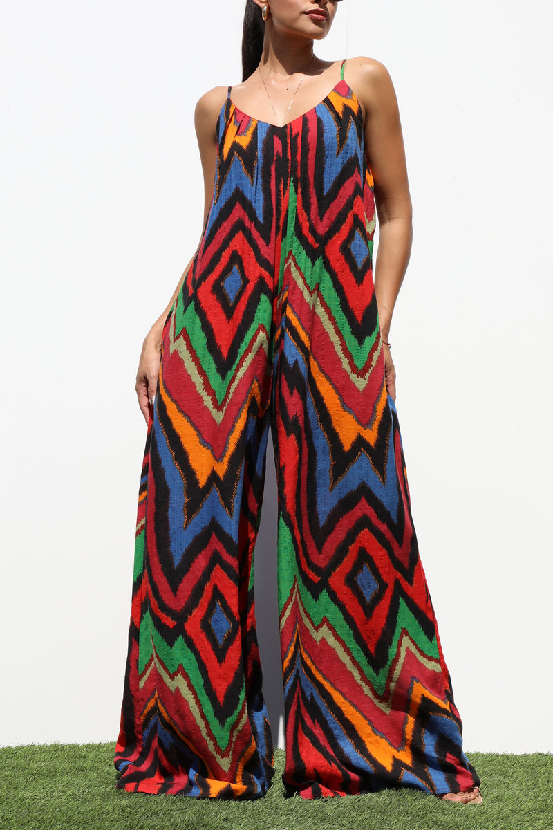 DD7128, CAMI LOOSE FIT PRINTED JUMPSUIT