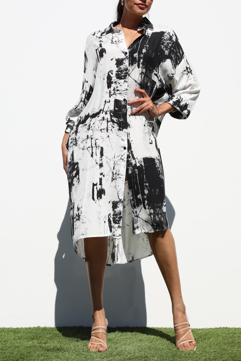 DD2142, BUTTON DOWN WOVEN SHIRT DRESS