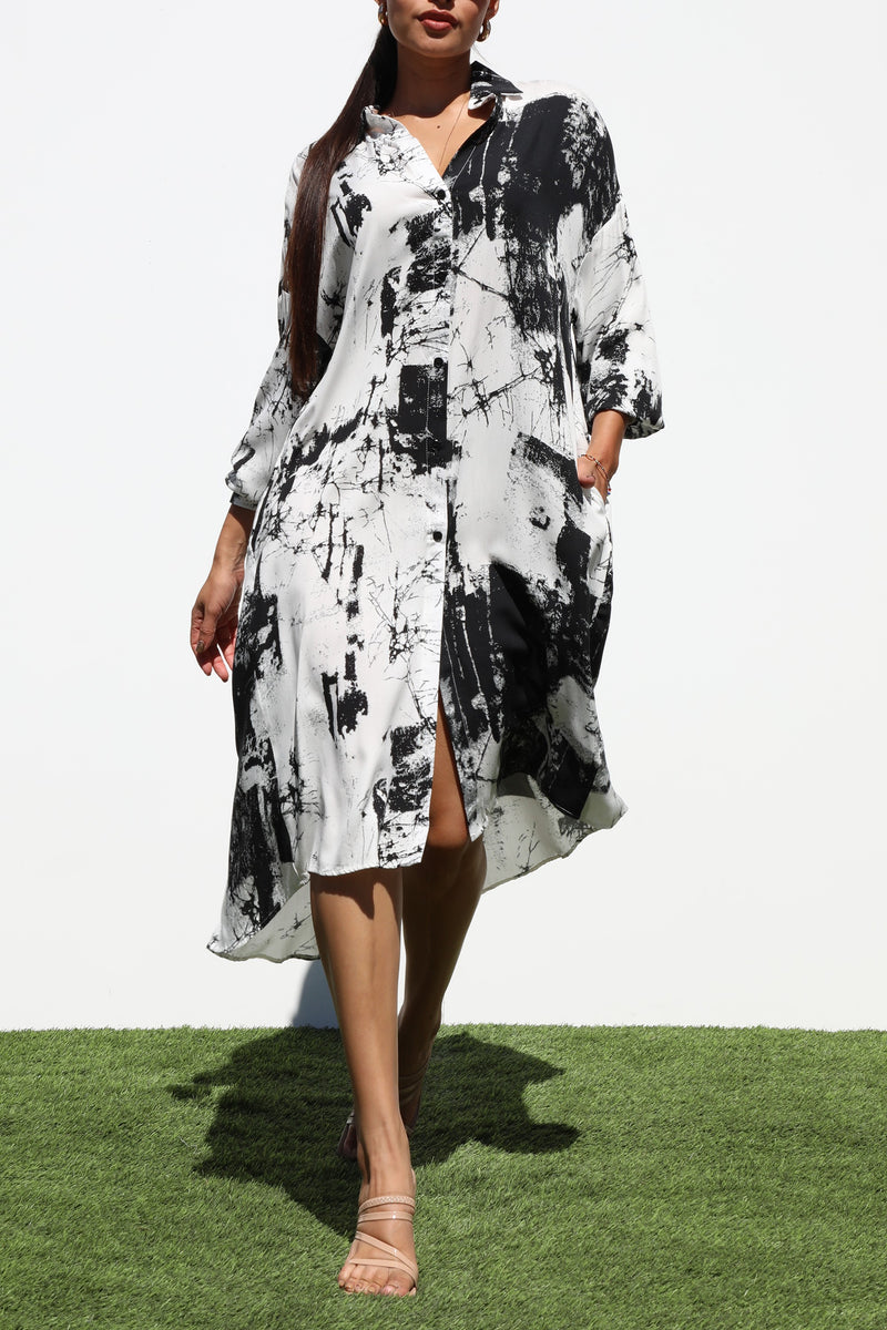 DD2142, BUTTON DOWN WOVEN SHIRT DRESS
