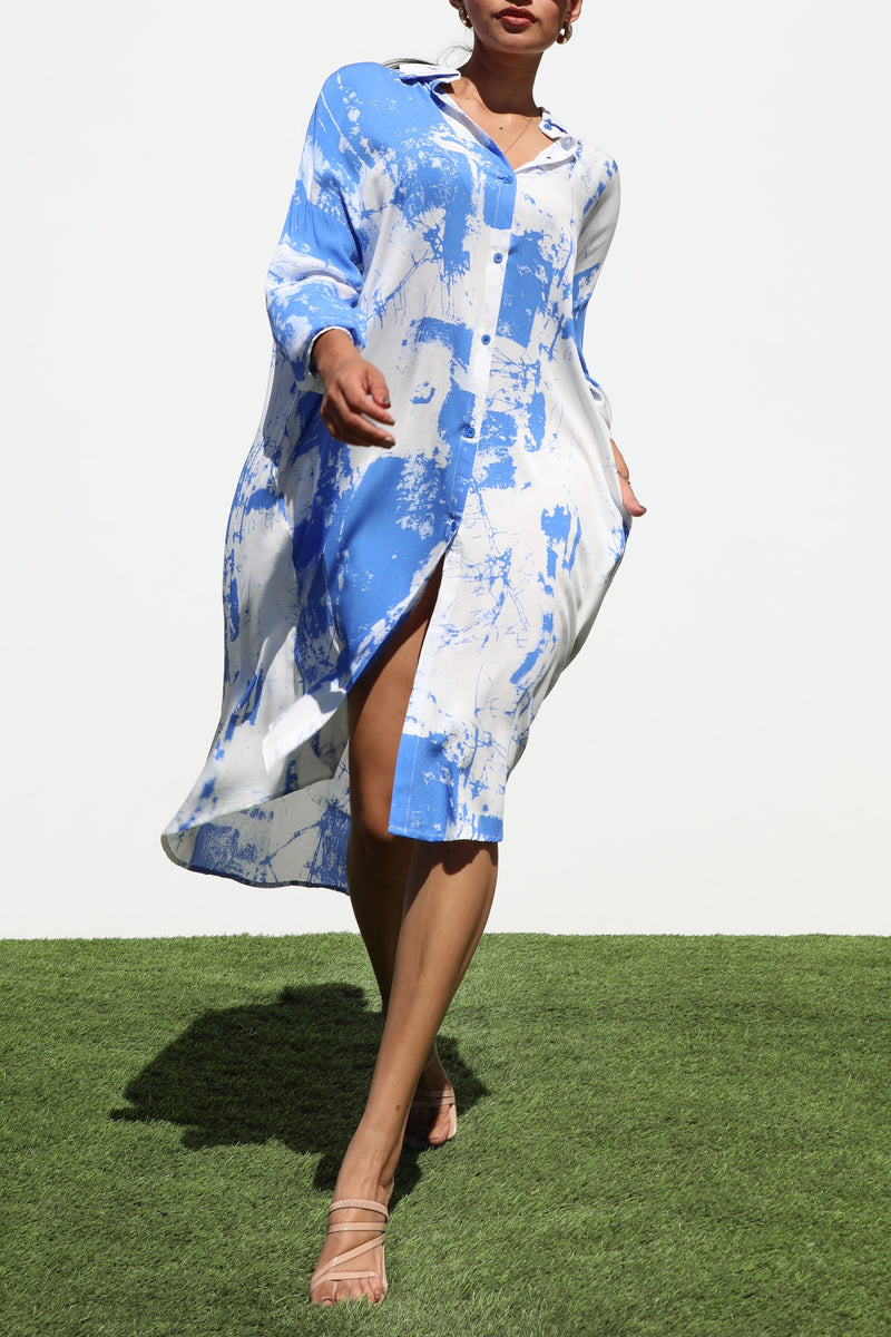 DD2142, BUTTON DOWN WOVEN SHIRT DRESS