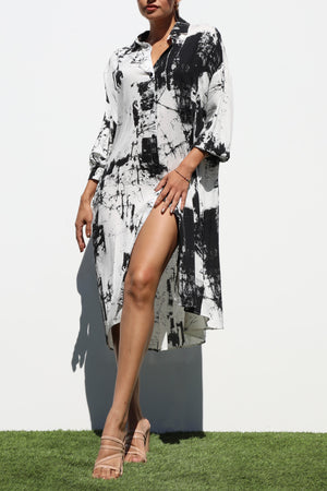 DD2142, BUTTON DOWN WOVEN SHIRT DRESS