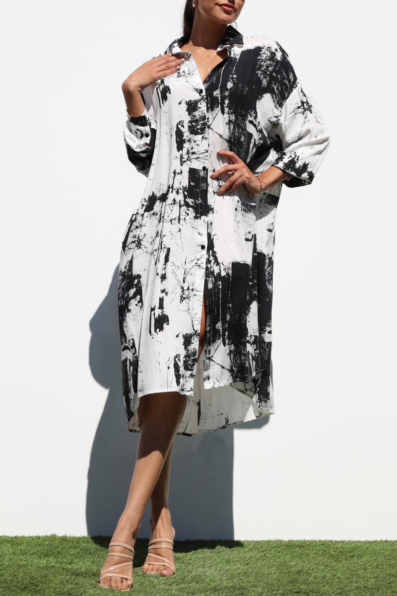 DD2142, BUTTON DOWN WOVEN SHIRT DRESS