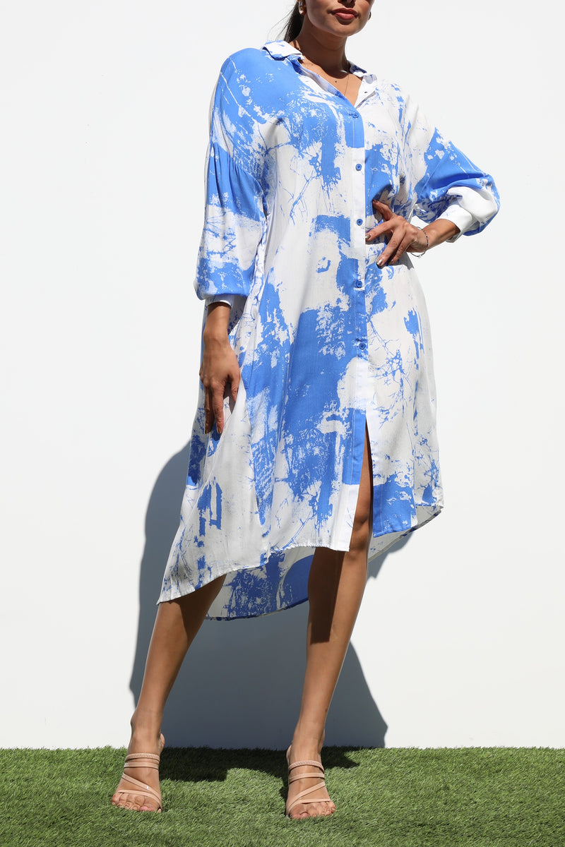 DD2142, BUTTON DOWN WOVEN SHIRT DRESS