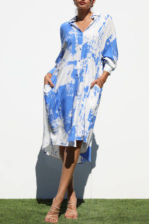 DD2142, BUTTON DOWN WOVEN SHIRT DRESS