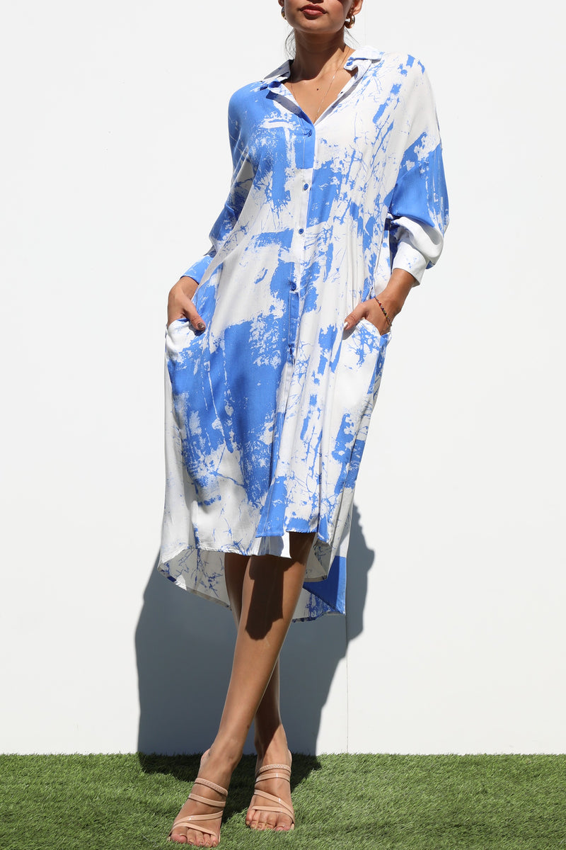 DD2142, BUTTON DOWN WOVEN SHIRT DRESS