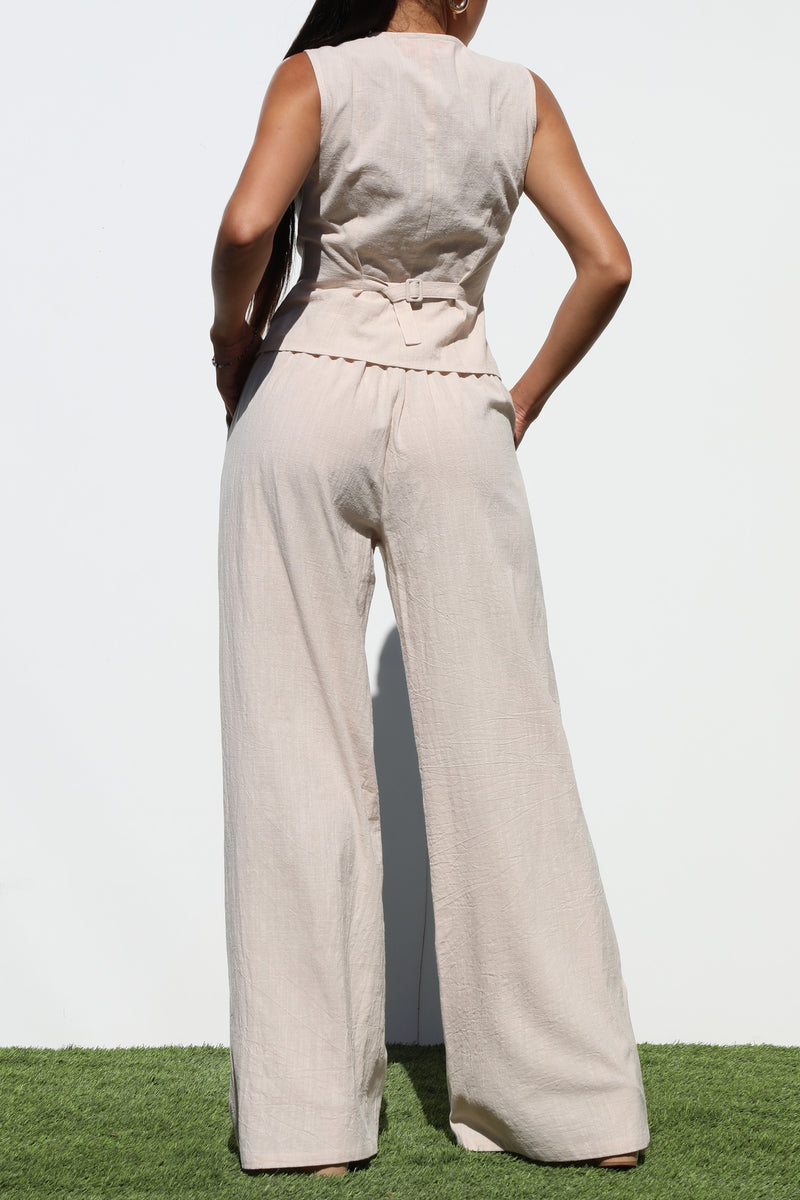 DD6978, BUTTON DOWN WOVEN VEST AND PANTS SET