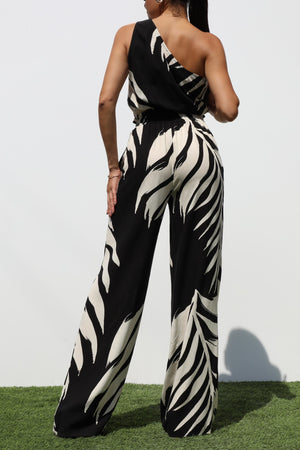 DD8124, PRINTED ONE SHOULDER TOP AND PANT SET